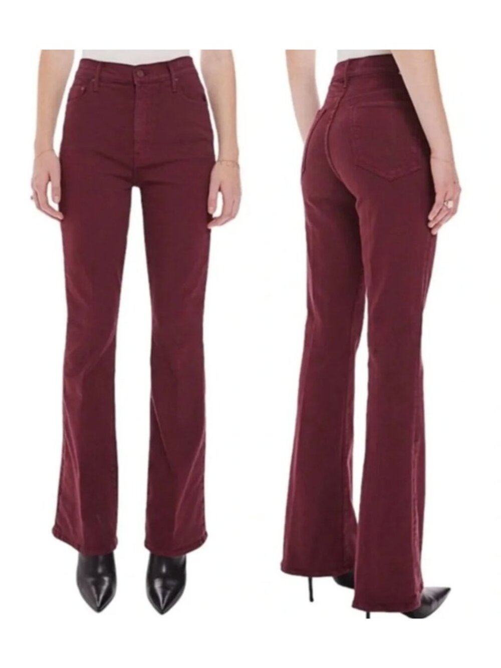MOTHER High Waisted Weekender Skimp Play Date Flare Jeans Red 29